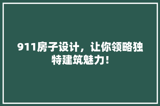 911房子设计，让你领略独特建筑魅力！