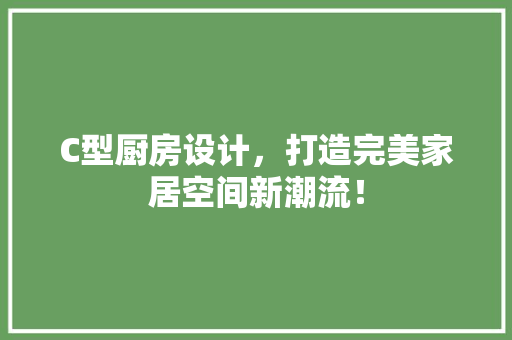 C型厨房设计，打造完美家居空间新潮流！
