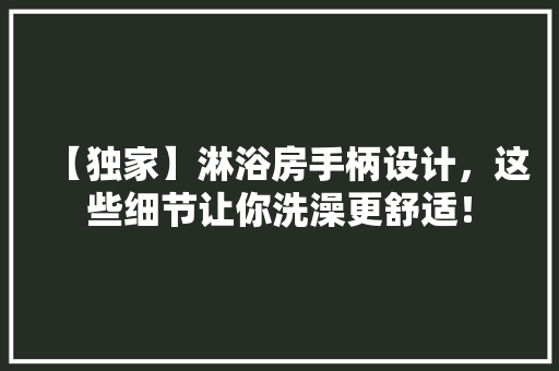 【独家】淋浴房手柄设计，这些细节让你洗澡更舒适！