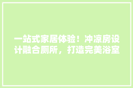 一站式家居体验！冲凉房设计融合厕所，打造完美浴室空间！