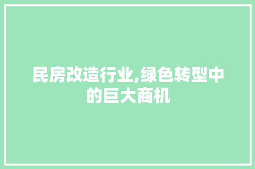 民房改造行业,绿色转型中的巨大商机