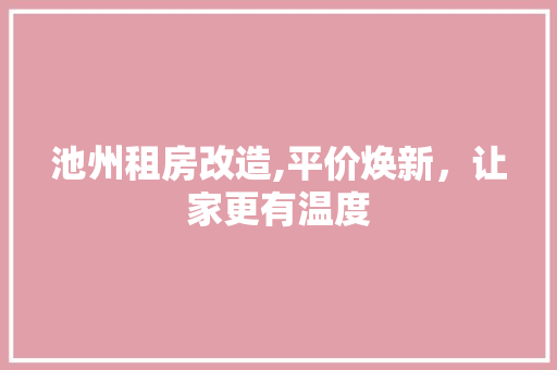 池州租房改造,平价焕新，让家更有温度