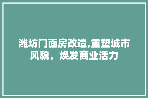 潍坊门面房改造,重塑城市风貌，焕发商业活力