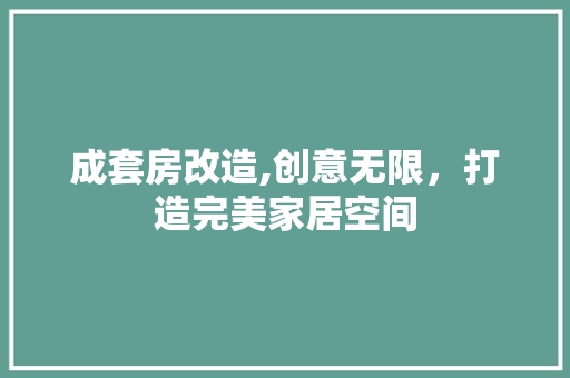 成套房改造,创意无限，打造完美家居空间
