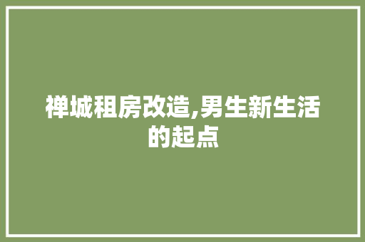 禅城租房改造,男生新生活的起点