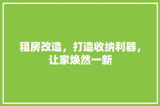 租房改造，打造收纳利器，让家焕然一新