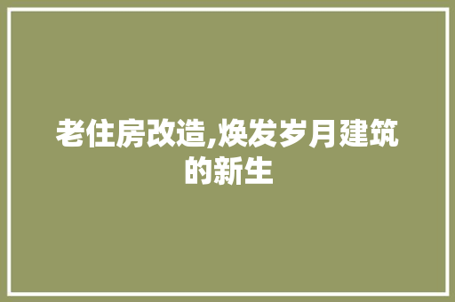 老住房改造,焕发岁月建筑的新生