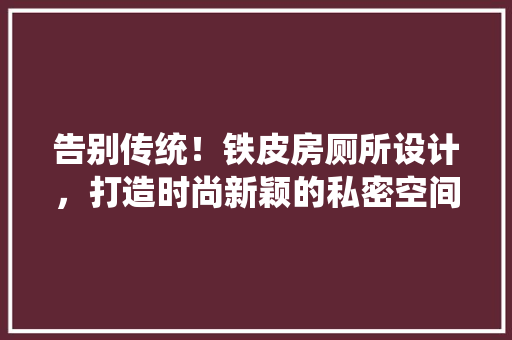 告别传统！铁皮房厕所设计，打造时尚新颖的私密空间