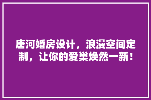 唐河婚房设计，浪漫空间定制，让你的爱巢焕然一新！