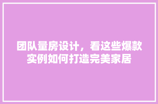 团队量房设计，看这些爆款实例如何打造完美家居