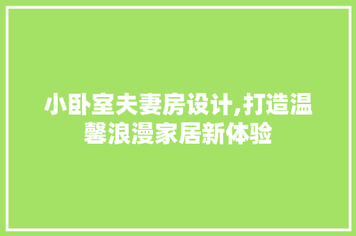 小卧室夫妻房设计,打造温馨浪漫家居新体验