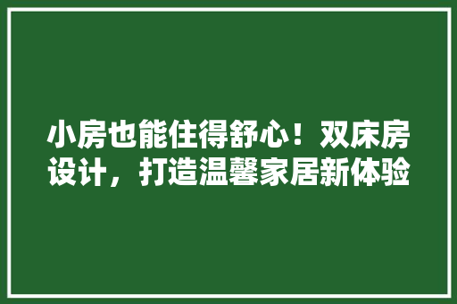 小房也能住得舒心！双床房设计，打造温馨家居新体验！