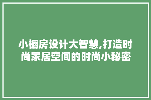 小橱房设计大智慧,打造时尚家居空间的时尚小秘密