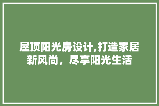 屋顶阳光房设计,打造家居新风尚，尽享阳光生活