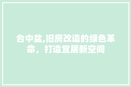 台中盆,旧房改造的绿色革命，打造宜居新空间