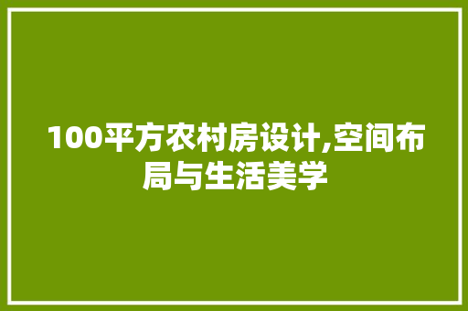 100平方农村房设计,空间布局与生活美学