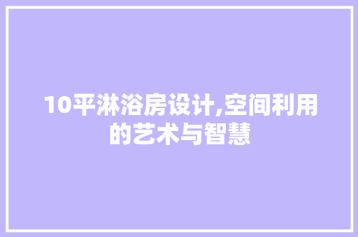10平淋浴房设计,空间利用的艺术与智慧