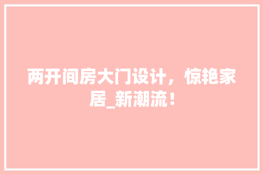两开间房大门设计，惊艳家居_新潮流！