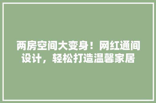 两房空间大变身！网红通间设计，轻松打造温馨家居