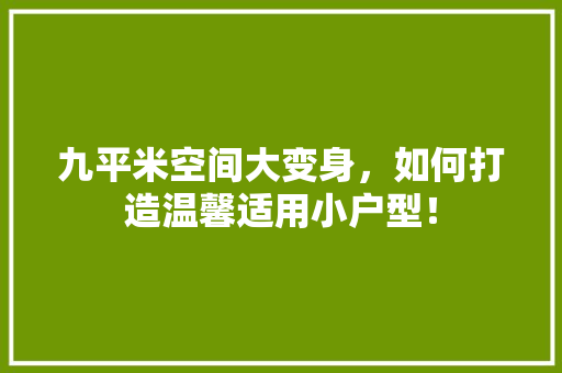 九平米空间大变身，如何打造温馨适用小户型！