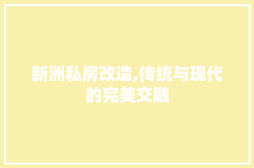 新洲私房改造,传统与现代的完美交融