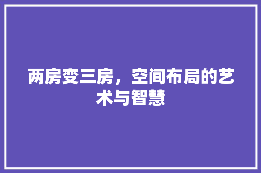 两房变三房，空间布局的艺术与智慧