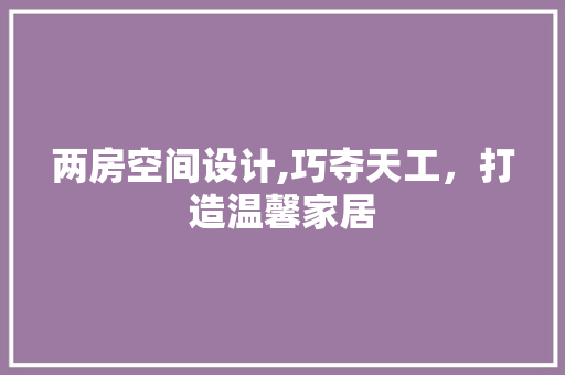 两房空间设计,巧夺天工，打造温馨家居