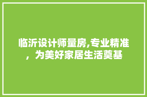 临沂设计师量房,专业精准，为美好家居生活奠基