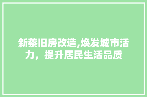 新蔡旧房改造,焕发城市活力，提升居民生活品质
