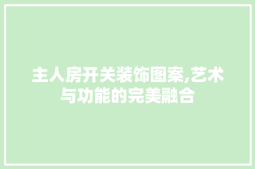主人房开关装饰图案,艺术与功能的完美融合