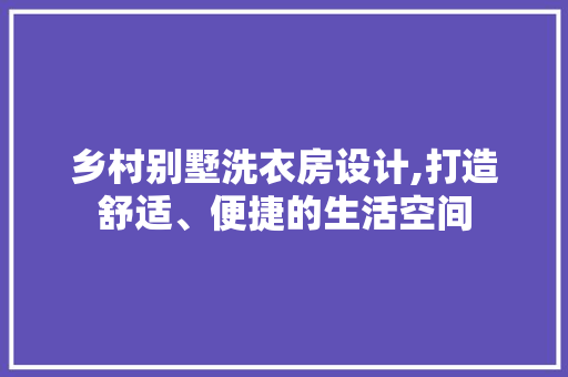 乡村别墅洗衣房设计,打造舒适、便捷的生活空间