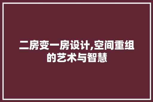 二房变一房设计,空间重组的艺术与智慧