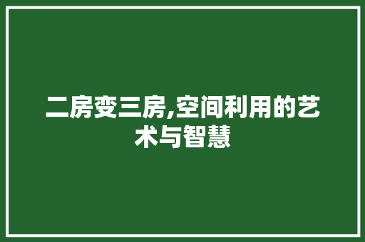 二房变三房,空间利用的艺术与智慧