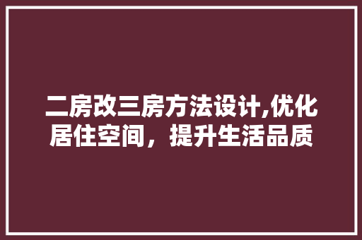 二房改三房方法设计,优化居住空间，提升生活品质