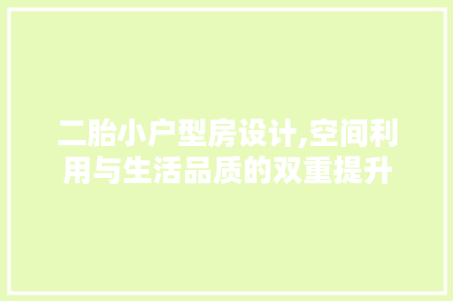 二胎小户型房设计,空间利用与生活品质的双重提升