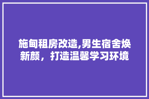 施甸租房改造,男生宿舍焕新颜，打造温馨学习环境