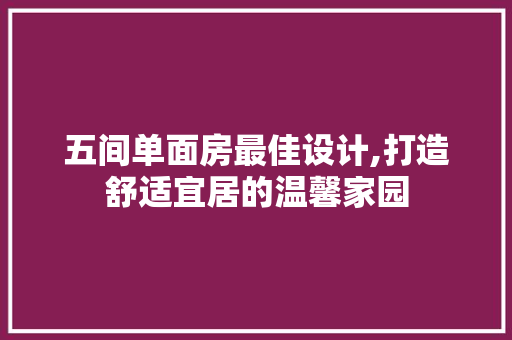 五间单面房最佳设计,打造舒适宜居的温馨家园