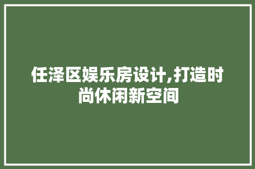 任泽区娱乐房设计,打造时尚休闲新空间
