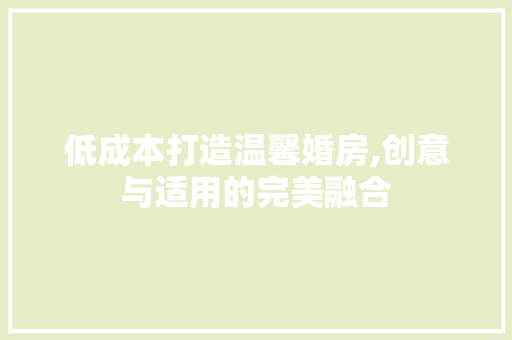低成本打造温馨婚房,创意与适用的完美融合