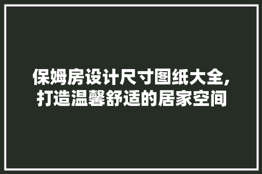 保姆房设计尺寸图纸大全,打造温馨舒适的居家空间