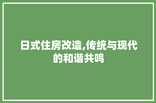 日式住房改造,传统与现代的和谐共鸣