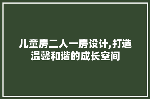 儿童房二人一房设计,打造温馨和谐的成长空间