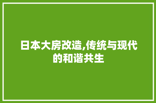日本大房改造,传统与现代的和谐共生