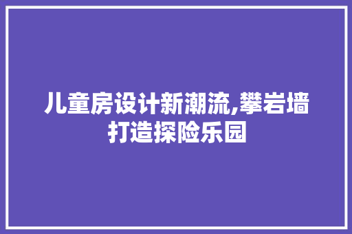 儿童房设计新潮流,攀岩墙打造探险乐园