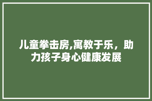 儿童拳击房,寓教于乐，助力孩子身心健康发展