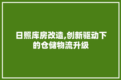 日照库房改造,创新驱动下的仓储物流升级