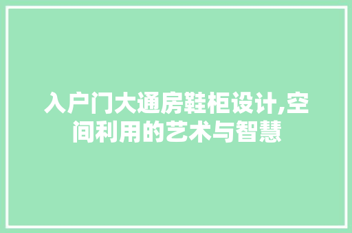 入户门大通房鞋柜设计,空间利用的艺术与智慧