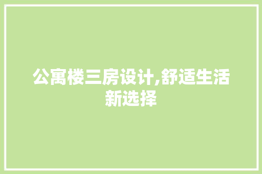 公寓楼三房设计,舒适生活新选择