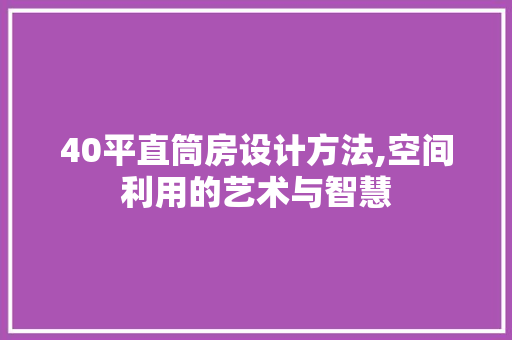 40平直筒房设计方法,空间利用的艺术与智慧