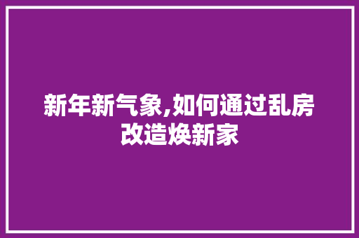 新年新气象,如何通过乱房改造焕新家